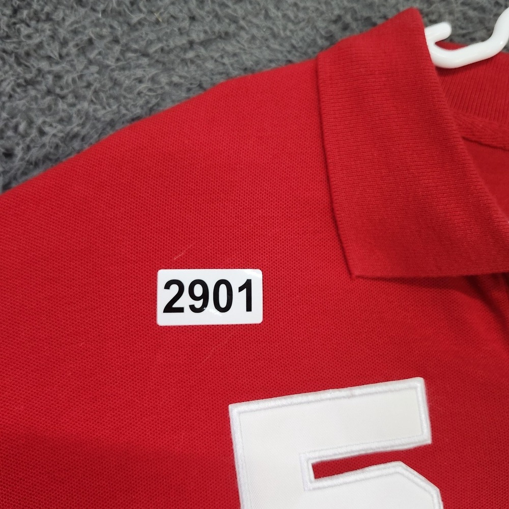 SAFON Polo Shirt Mens 2XL Red España Spain Crest Number 5 Soccer Cotton Jersey - Picture 9 of 9